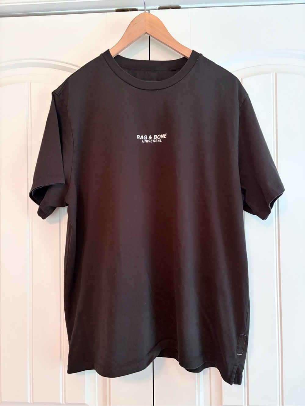 Rag & Bone Universal Graphic T-Shirt Mens Sz XXL Black Slub Cotton Crewneck Tee